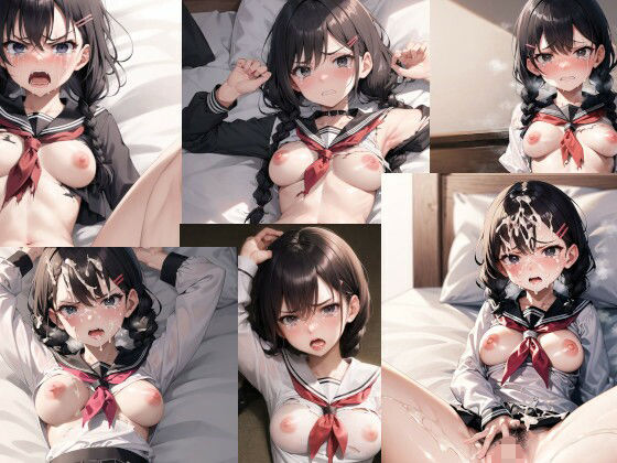 【フェチ】 犯●れるセーラー服で黒髪の三つ編みおさげ女性 【d_308554】